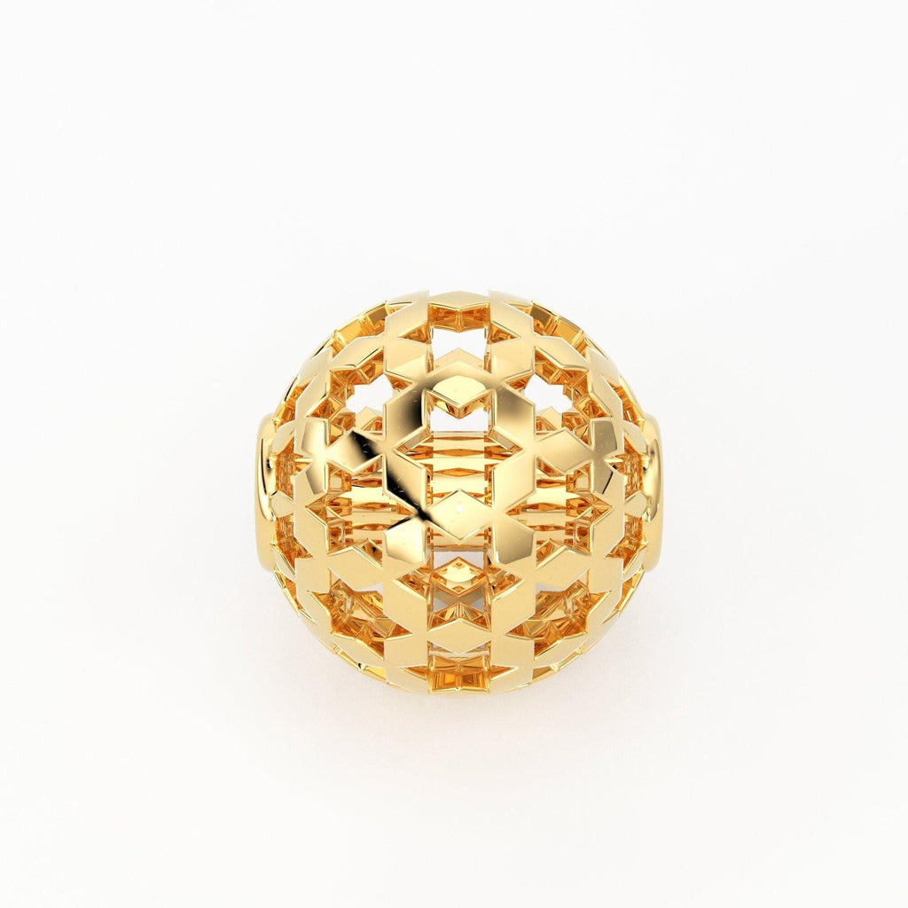 Star Round Celestial Solid Gold Handmade Designer Spacer Gold Bead