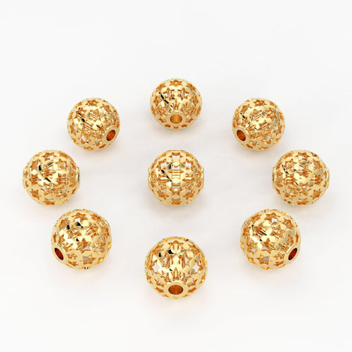 Star Round Celestial Solid Gold Handmade Designer Spacer Gold Bead Finding 6mm - Jalvi & Co.