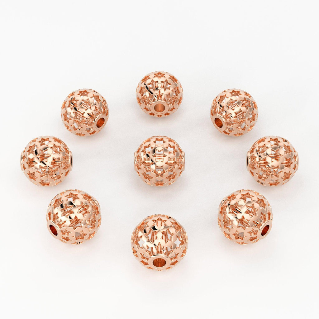 Star Round Celestial Solid Gold Handmade Designer Spacer Gold Bead Finding 6mm - Jalvi & Co.