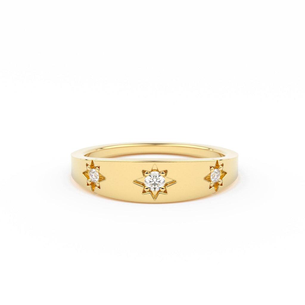 Star Setting Diamond Stacking Ring / 14k Gold Dainty Delicate Minimal Diamond Ring / avail in 14k Gold / Rose Gold - Jalvi & Co.