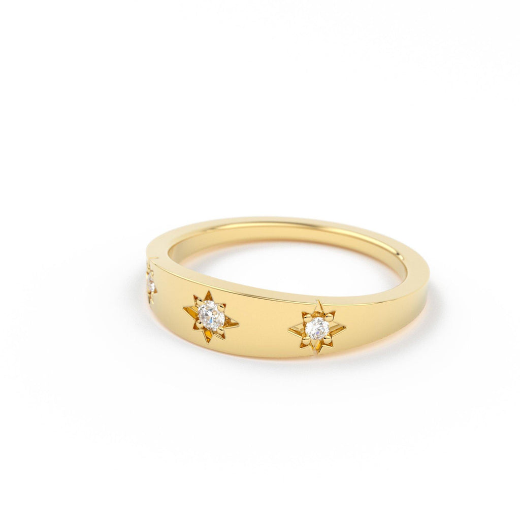 Star Setting Diamond Stacking Ring / 14k Gold Dainty Delicate Minimal Diamond Ring / avail in 14k Gold / Rose Gold - Jalvi & Co.