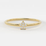 Star Shaped 14K Gold Diamond Ring / Stackable Thin Gold Band Diamond Ring / 14K Mini Star Ring with Micro Pave Setting / Graduation Gift