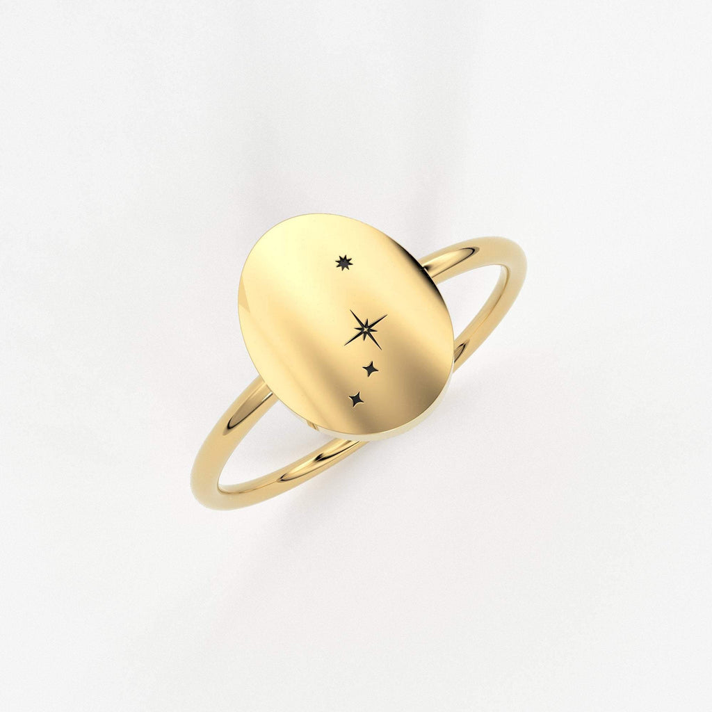 Star Signet Ring / 14K Solid Gold / Custom Zodiac Ring / Constellation Ring / Signet Ring / Stackable Star Rings / Personalized Gift for her - Jalvi & Co.