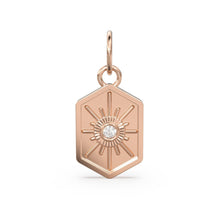 Load image into Gallery viewer, Starburst Diamond 14k 18k Solid Gold Charm Pendant, Shield Celestial Charm, Gold Charm Finding, Star Solid Gold Pendant - Jalvi &amp; Co.