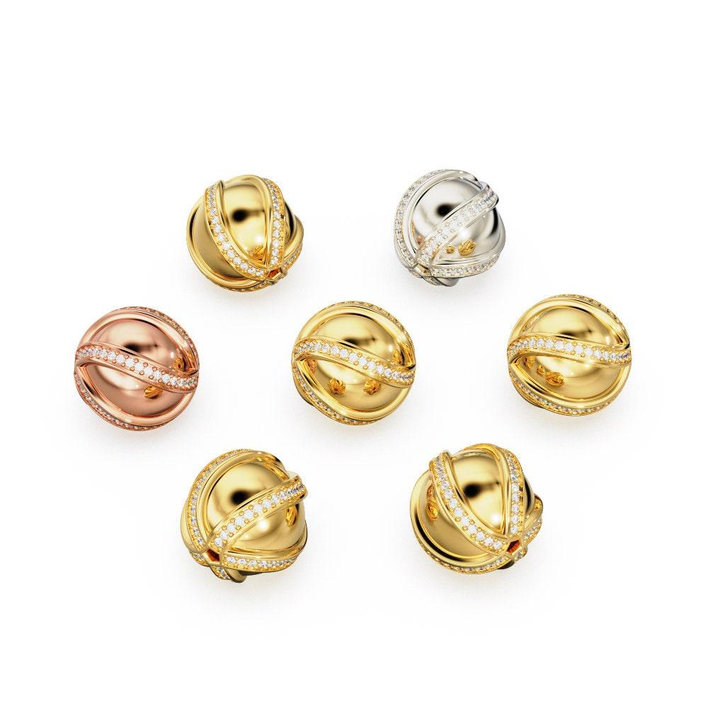 Starfish Diamond Solid Gold Beads / 14k 18k Natural Real Diamond Beads / Wavy Diamond Gold Spacer / Handmade Skeleton Diamond 18mm BeadsSALE - Jalvi & Co.