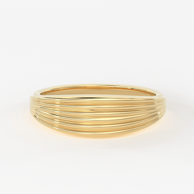 Stream Lines 14k Gold Band / Waves Gold Mens & Womens Wedding Ring / Curved Gold Ring - Jalvi & Co.