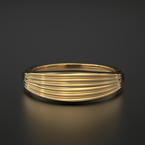 Stream Lines 14k Gold Band / Waves Gold Mens & Womens Wedding Ring / Curved Gold Ring - Jalvi & Co.