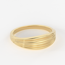 Load image into Gallery viewer, Stream Lines 14k Gold Band / Waves Gold Mens &amp; Womens Wedding Ring / Curved Gold Ring - Jalvi &amp; Co.