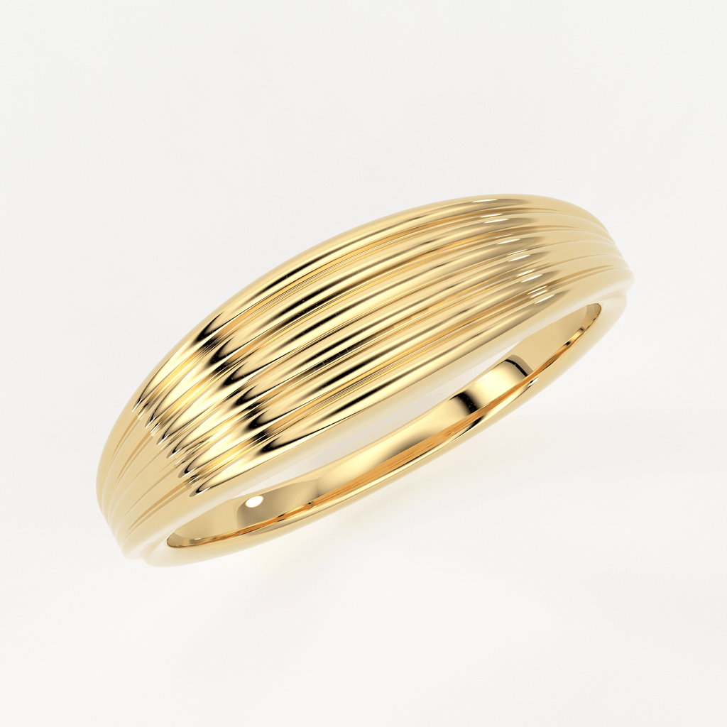 Stream Lines 14k Gold Band / Waves Gold Mens & Womens Wedding Ring / Curved Gold Ring - Jalvi & Co.