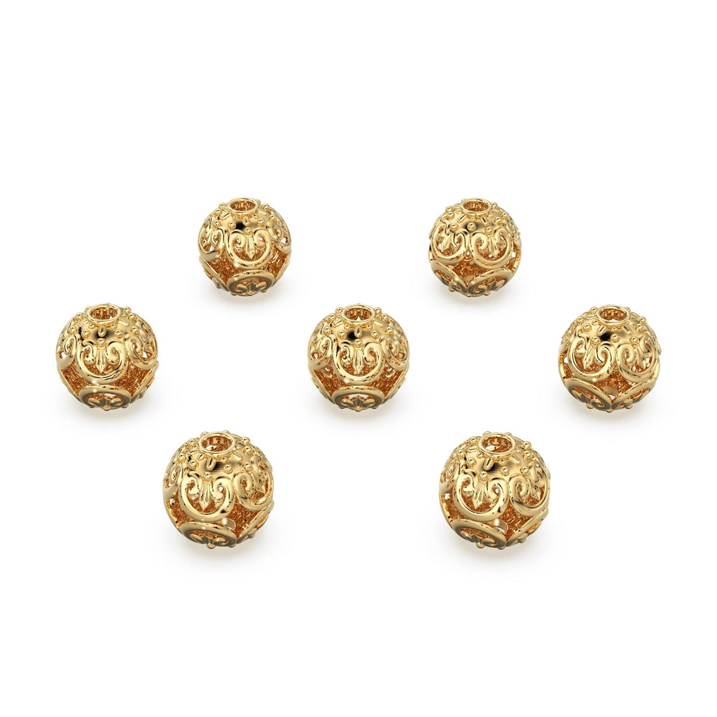 Strong and Beautiful Solid Gold 14k 18k Handmade Gold Spacer Bead Jewelry Making Supply 6mm 8mm 10mm - Jalvi & Co.