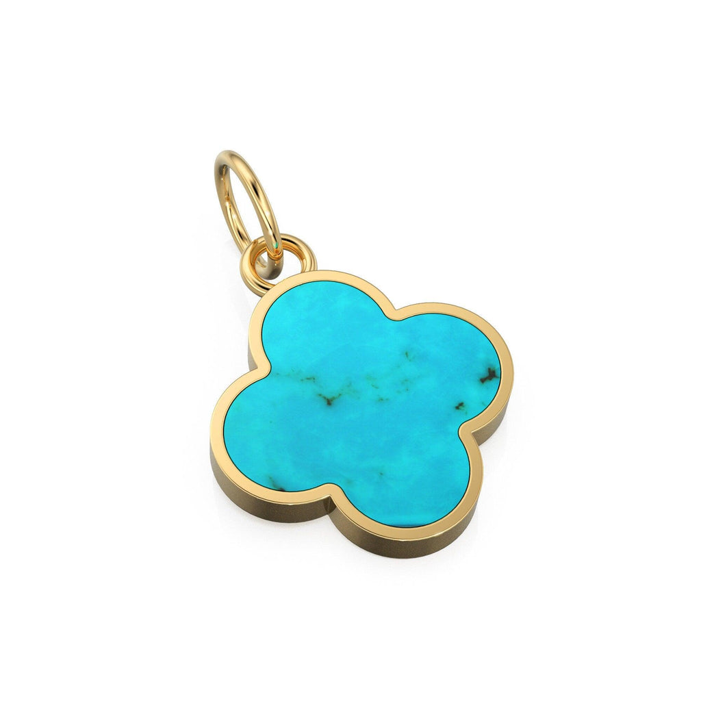 Sturdy Sleeping Beauty Turquoise 18K gold charm pendant / Handmade Gold Charm, Turquoise Charm, Blue Charm, Minimalist Pendant, 18k Gold - Jalvi & Co.