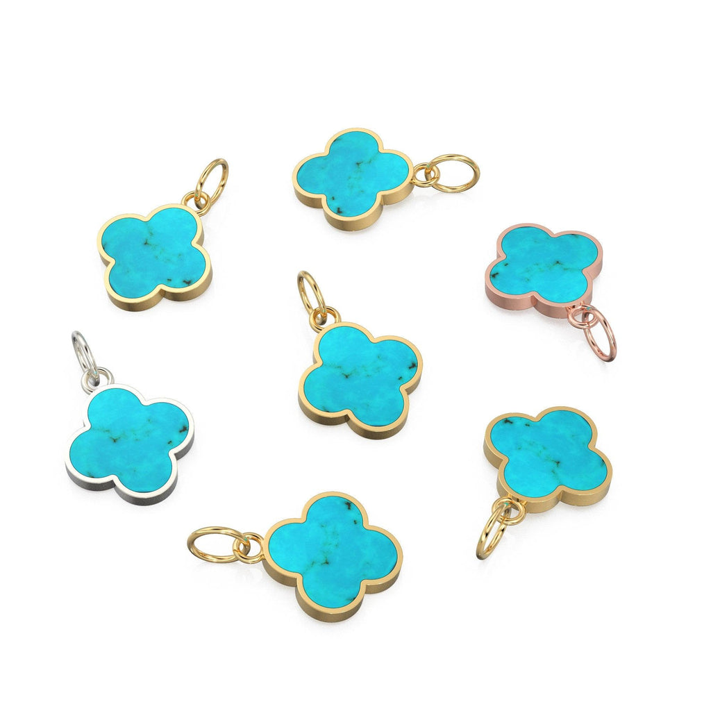 Sturdy Sleeping Beauty Turquoise 18K gold charm pendant / Handmade Gold Charm, Turquoise Charm, Blue Charm, Minimalist Pendant, 18k Gold - Jalvi & Co.