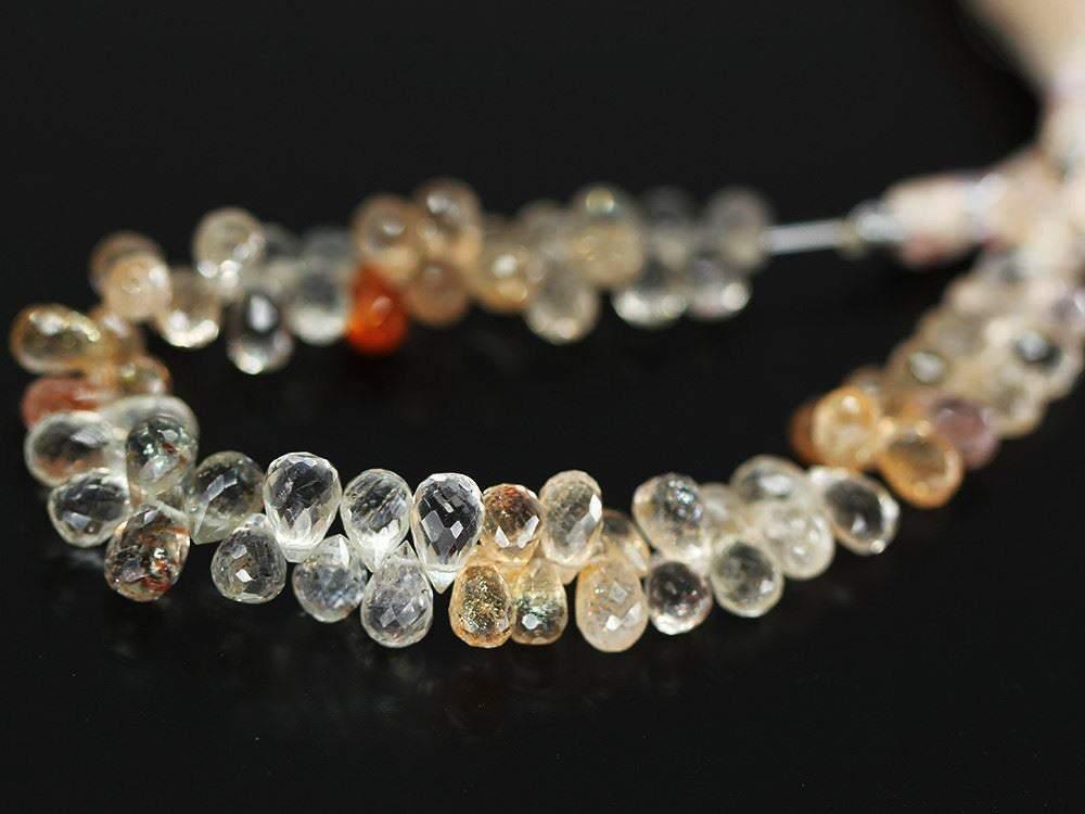 Sunstone Faceted Tear Drop Briolette Craft Gemstone Loose Bead Strand 4" 8mm 9mm - Jalvi & Co.