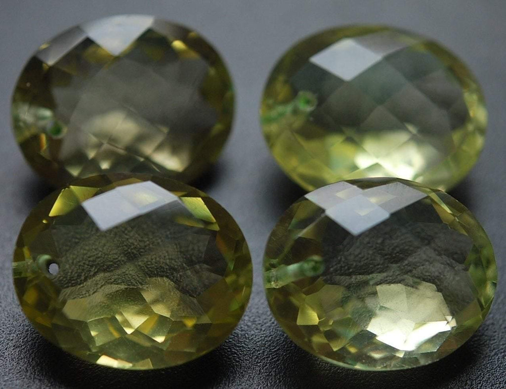 Super Rare Aaa Natural Lemon Quartz Faceted Oval Briolettes Calibrated Size 17X14mm - Jalvi & Co.