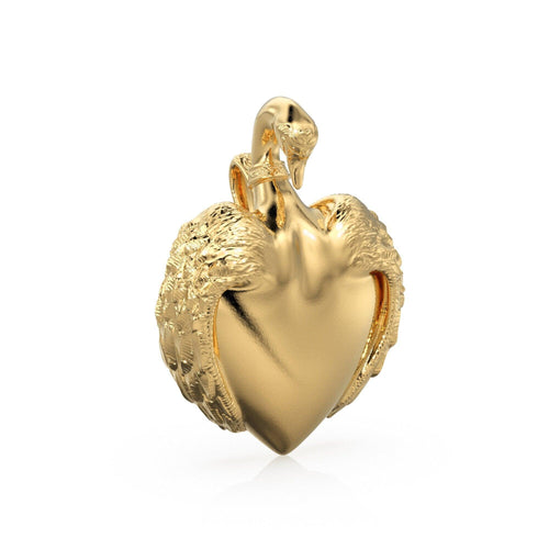 Swan Custom Engraving 14k 18k Solid Gold Charm Pendant, Bird Charm, Gold Charm Finding, Cygnus Whooper Swan Solid Gold Pendant - Jalvi & Co.