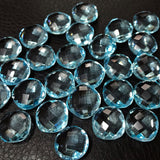 Swiss Blue Topaz Quartz faceted cushion gemstone beads, 3 pairs, 12mm, SKU2560A