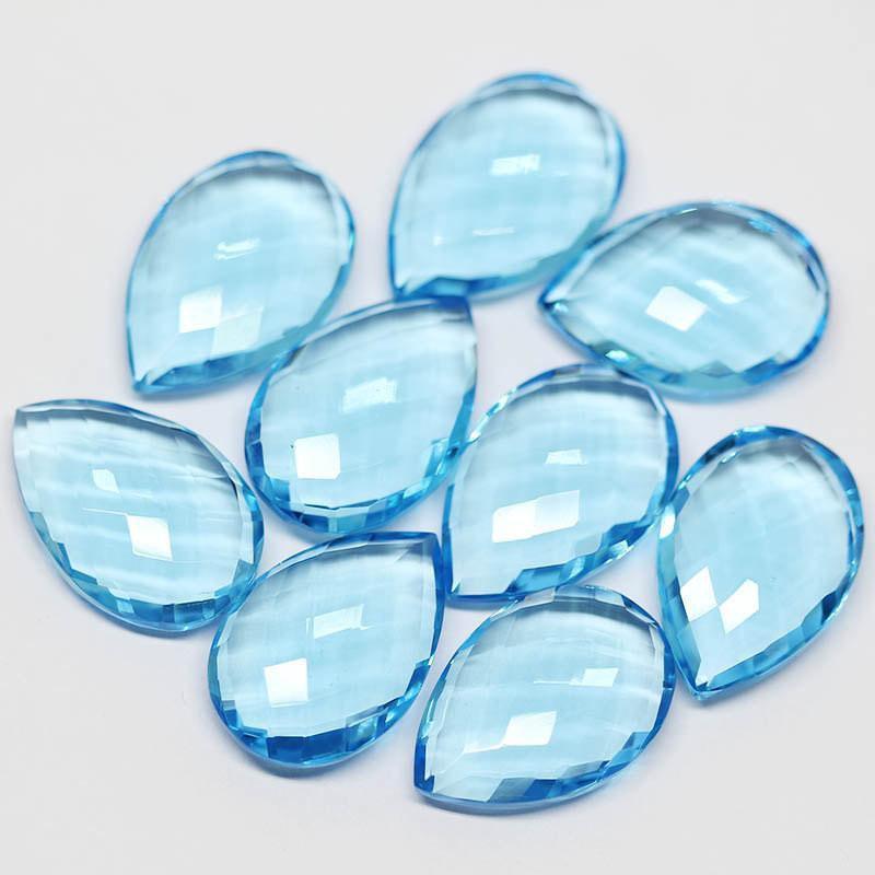 SWISS Blue Topaz Quartz Faceted Pear Drops Briolette Beads 2 Pair 4 pc 22x15mm - Jalvi & Co.