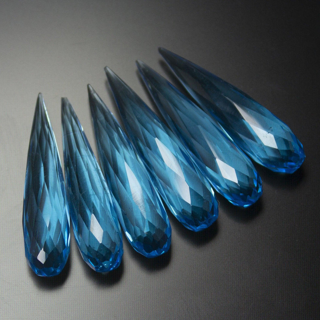 Swiss Blue Topaz Quartz Faceted Tear Drop Beads 30x7mm 6pc - Jalvi & Co.