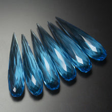 Load image into Gallery viewer, Swiss Blue Topaz Quartz Faceted Tear Drop Beads 30x7mm 6pc - Jalvi &amp; Co.