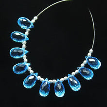 Load image into Gallery viewer, Swiss Blue Topaz Quartz Faceted Tear Drop Briolette Beads 10 beads 10x5mm - Jalvi &amp; Co.