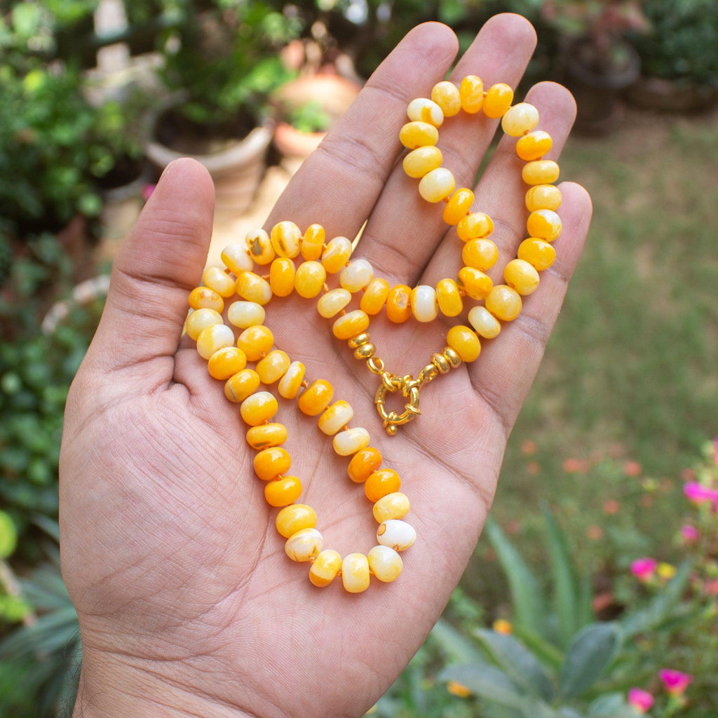 Tangerine Orange Opal Knotted Necklace - Jalvi & Co.