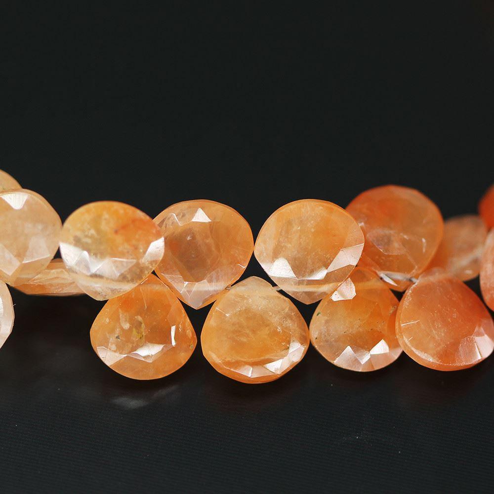 Tangerine Orange Quartz Faceted Drop Heart Loose Gemstone Beads 7.5mm 8mm 4" - Jalvi & Co.