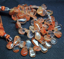 Load image into Gallery viewer, Tangerine Quartz Smooth Polished Pear Drops Briolette Beads 7.5&quot; 9mm 10mm - Jalvi &amp; Co.