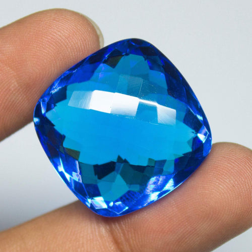 Tanzanite Blue Quartz Cushion Checker Cut Loose Gemstone, 25x25x14mm, 55.07ct - Jalvi & Co.
