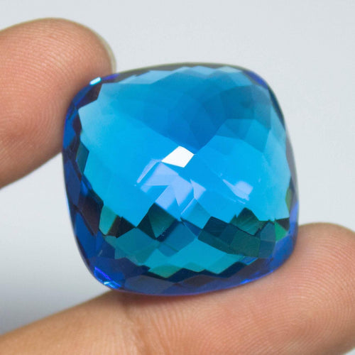 Tanzanite Blue Quartz Cushion Checker Cut Loose Gemstone, 25x25x14mm, 55.07ct - Jalvi & Co.