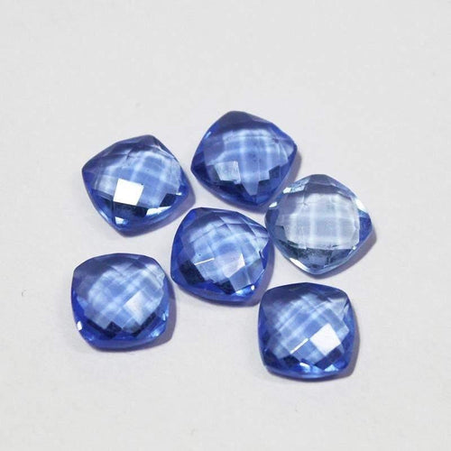 Tanzanite Blue Quartz Faceted Cushion Beads 8mm 10pc - Jalvi & Co.