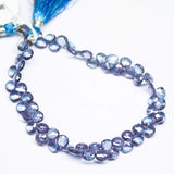 Tanzanite Coated Topaz Faceted Heart Drop Briolette Loose Gemstone Beads 4