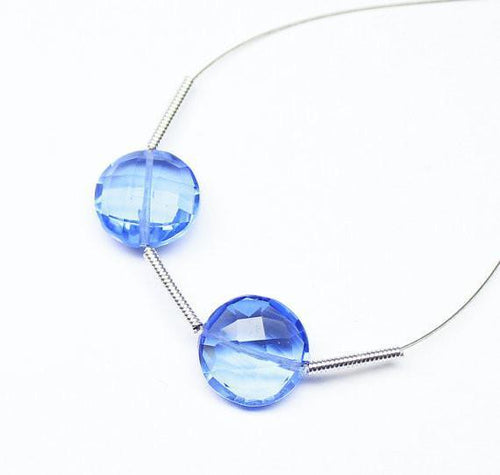 Tanzanite Quartz Faceted Coin Loose Matching Pair Center Drilled Beads 8mm 6pc - Jalvi & Co.