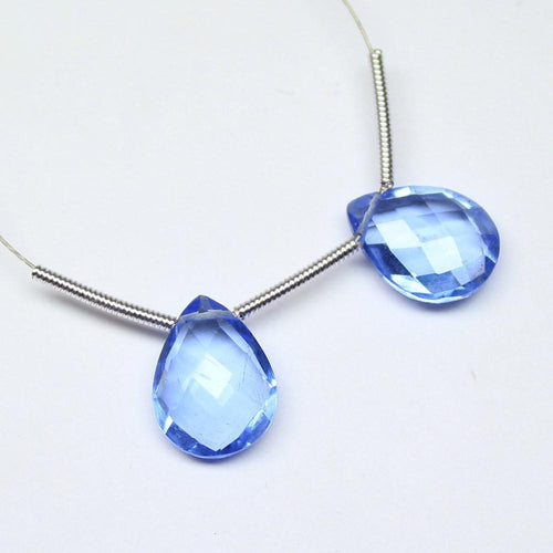 Tanzanite Quartz Faceted Pear Drop Briolette Beads Matching Pair 18pc 12x9mm - Jalvi & Co.