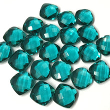 Load image into Gallery viewer, Teal Blue Quartz Faceted Cushion Gemstone Beads Matching Pair 6pc 10mm - Jalvi &amp; Co.