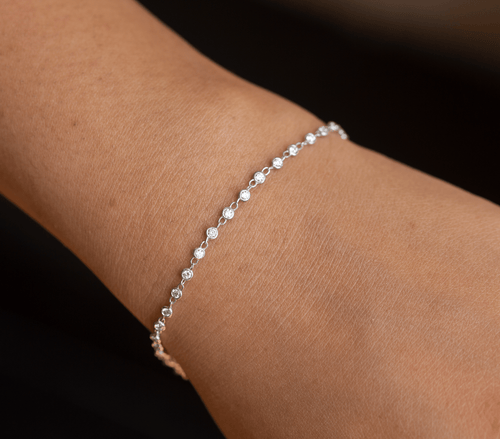 Tennis Bracelet / Diamond Tennis Bracelet / 14k Gold Bezel Set Diamond Tennis Bracelet / Multistone Diamond layering bracelet / Handmade - Jalvi & Co.