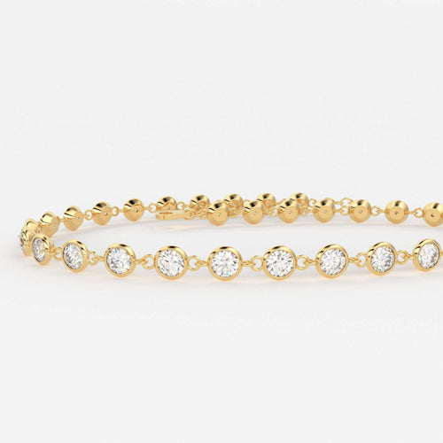 Tennis Bracelet / Diamond Tennis Bracelet / 14k Gold Bezel Set Diamond Tennis Bracelet / Multistone Diamond layering bracelet / Handmade - Jalvi & Co.