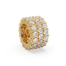 Load image into Gallery viewer, Three Lane Prong Set Diamond Eternity Wheel 14k Solid Gold Rondelle Spacer Finding Bead, Diamond Spacer, Diamond Finding, 6mm - Jalvi &amp; Co.