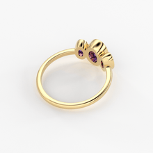 Load image into Gallery viewer, Three Stone Amethyst Ring / Amethyst Engagement Ring / Solid Rose Gold Diamond Amethyst Ring / February Birthstone Ring / Rose Gold Amethyst Ring - Jalvi &amp; Co.