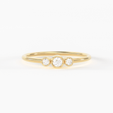 Three Stone Diamond Engagement Ring / 14k Gold Three Stone Round Brilliant Cut Diamond Engagement Ring / Dainty Three Stone Bezel Set Ring