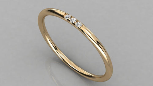 Three Stone Diamond in 14k Gold / Brilliant Diamond Ring / Gold Band White Diamond Ring / Trio Diamond Ring - Jalvi & Co.