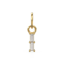 Load image into Gallery viewer, TINY 2 Baguette Diamond Charm Pendant / 14k 18k Solid Gold Pendant / Baguette Diamond Pendant / Petite Diamond Charm / Sale - Jalvi &amp; Co.