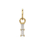 TINY 2 Baguette Diamond Charm Pendant / 14k 18k Solid Gold Pendant / Baguette Diamond Pendant / Petite Diamond Charm / Sale