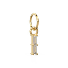 Load image into Gallery viewer, TINY 2 Baguette Diamond Charm Pendant / 14k 18k Solid Gold Pendant / Baguette Diamond Pendant / Petite Diamond Charm / Sale - Jalvi &amp; Co.