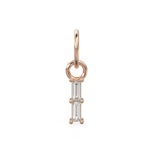 Load image into Gallery viewer, TINY 2 Baguette Diamond Charm Pendant / 14k 18k Solid Gold Pendant / Baguette Diamond Pendant / Petite Diamond Charm / Sale - Jalvi &amp; Co.