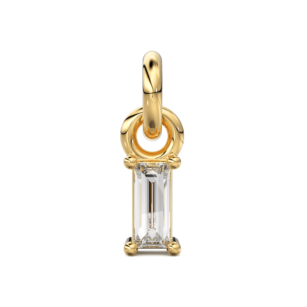 TINY Baguette Diamond Charm Pendant / 14k 18k Solid Gold Pendant / Baguette Diamond Pendant / Petite Diamond Charm / Christmas Sale - Jalvi & Co.