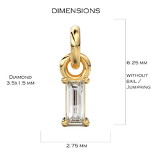 Load image into Gallery viewer, TINY Baguette Diamond Charm Pendant / 14k 18k Solid Gold Pendant / Baguette Diamond Pendant / Petite Diamond Charm / Christmas Sale - Jalvi &amp; Co.