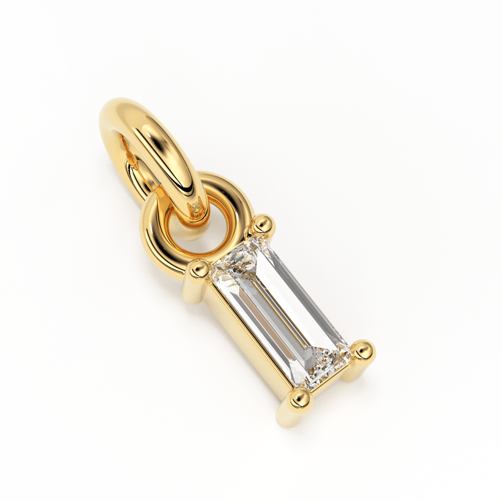 TINY Baguette Diamond Charm Pendant / 14k 18k Solid Gold Pendant / Baguette Diamond Pendant / Petite Diamond Charm / Christmas Sale - Jalvi & Co.