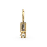 TINY Baguette Diamond Charm Pendant / 18k Solid Gold Round Charm Pendant / Baguette Diamond Pendant / Petite Diamond Charm / Rectangle Shape