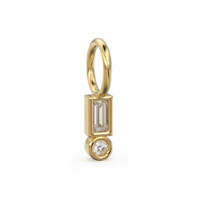 Load image into Gallery viewer, TINY Baguette Diamond Charm Pendant / 18k Solid Gold Round Charm Pendant / Baguette Diamond Pendant / Petite Diamond Charm / Rectangle Shape - Jalvi &amp; Co.