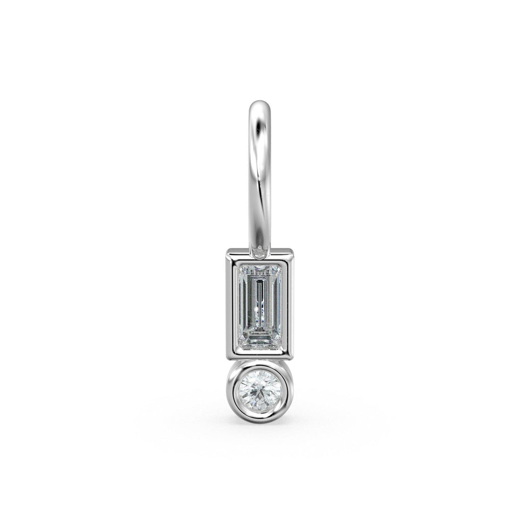 TINY Baguette Diamond Charm Pendant / 18k Solid Gold Round Charm Pendant / Baguette Diamond Pendant / Petite Diamond Charm / Rectangle Shape - Jalvi & Co.